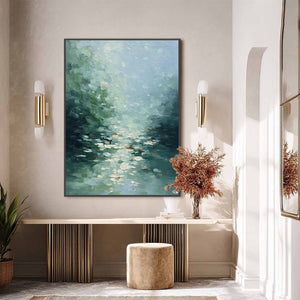 EMERALD REFLECTIONS: Textured Abstract Wabi Sabi Seascape Painting