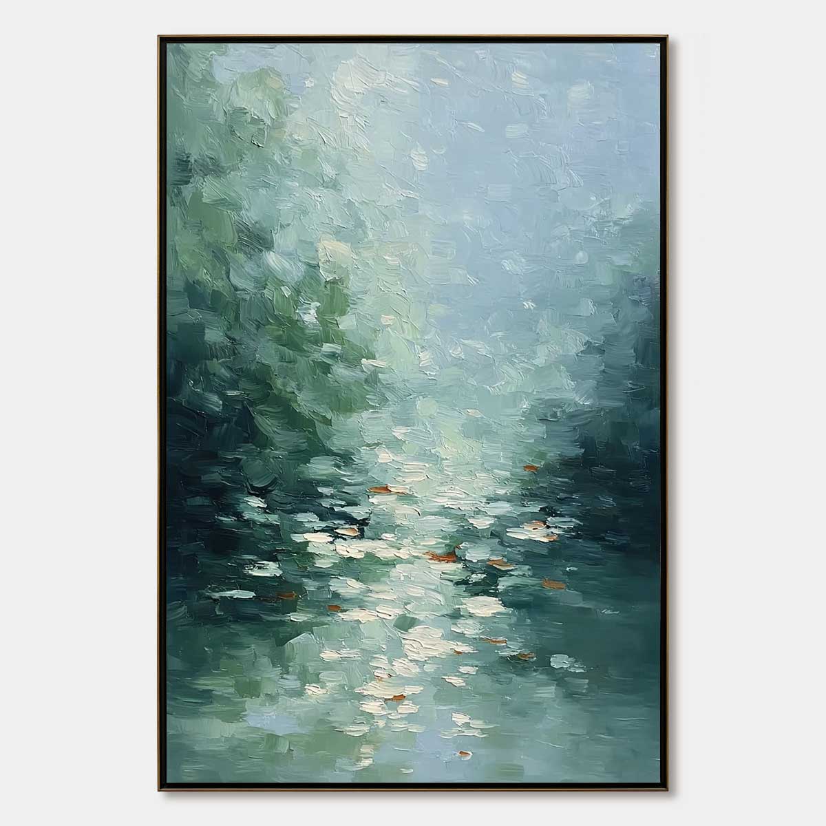 EMERALD REFLECTIONS: Textured Abstract Wabi Sabi Seascape Painting