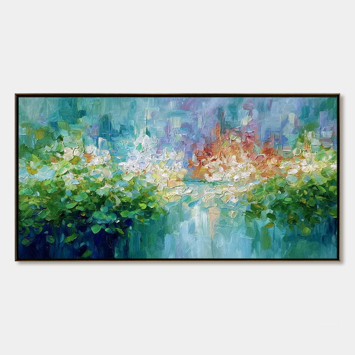 EMERALD REVERIE: Textured Abstract Floral Landscape Palette Knife Painting