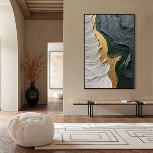 EMERALD SHORE: Textured Abstract Wabi Sabi Wall Art
