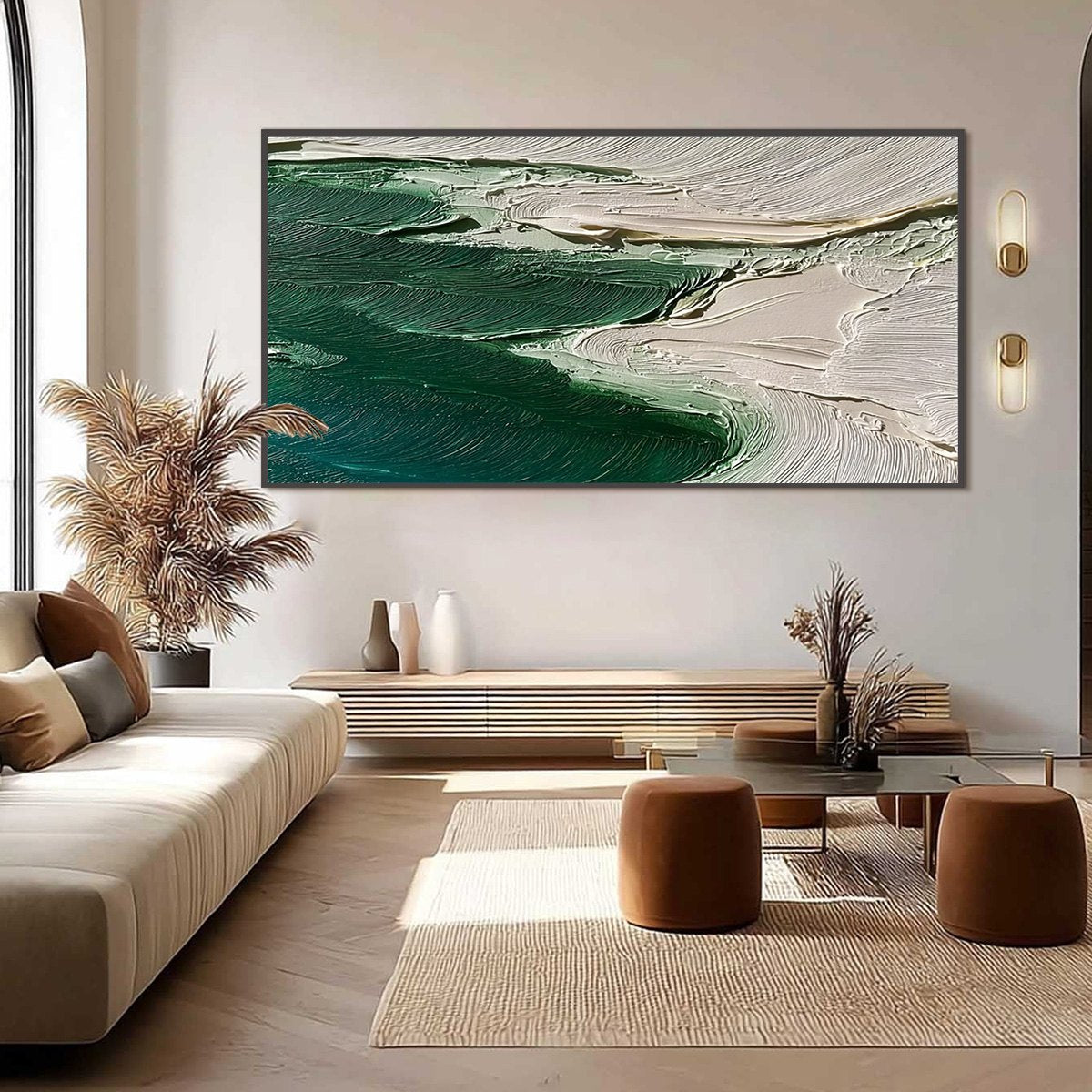 EMERALD TIDE: Textured Wabi Sabi Abstract Coastal Painting
