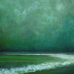 EMERALD TIDE: Textured Wabi Sabi Abstract Seascape Painting