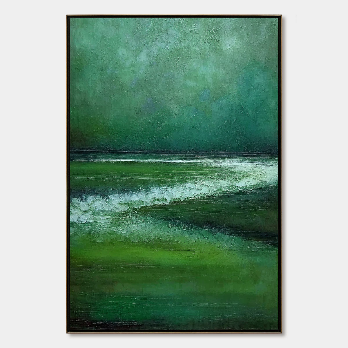 EMERALD TIDE: Textured Wabi Sabi Abstract Seascape Painting