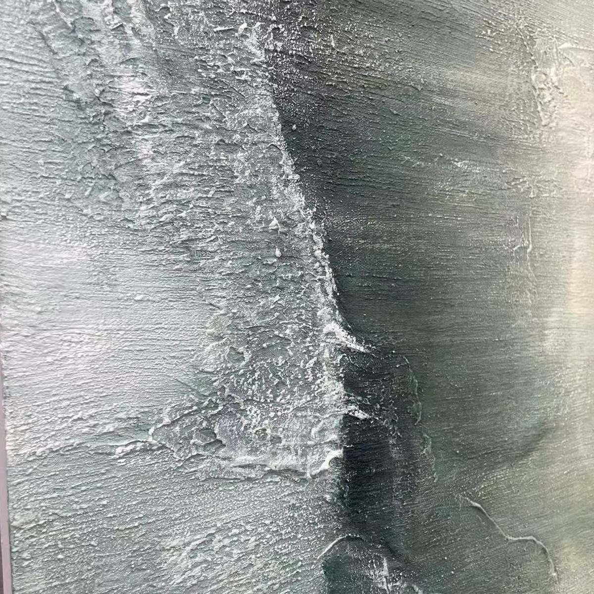 EMERALD DEPTHS: Textured Abstract Oil Painting