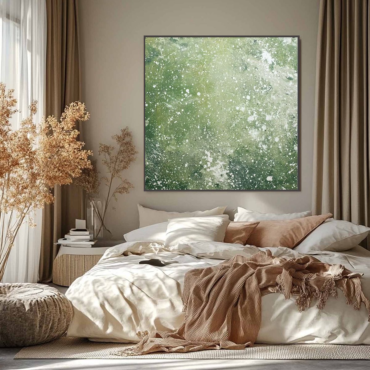 EMERALD DUST Textured Abstract Green Oil Painting