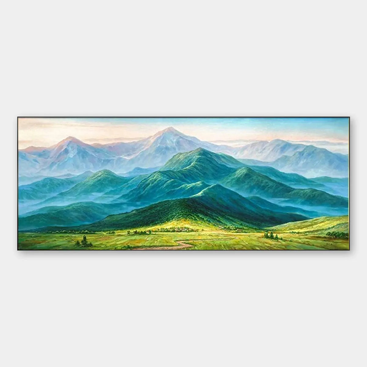 Panoramic Mountain Landscape Oil Painting