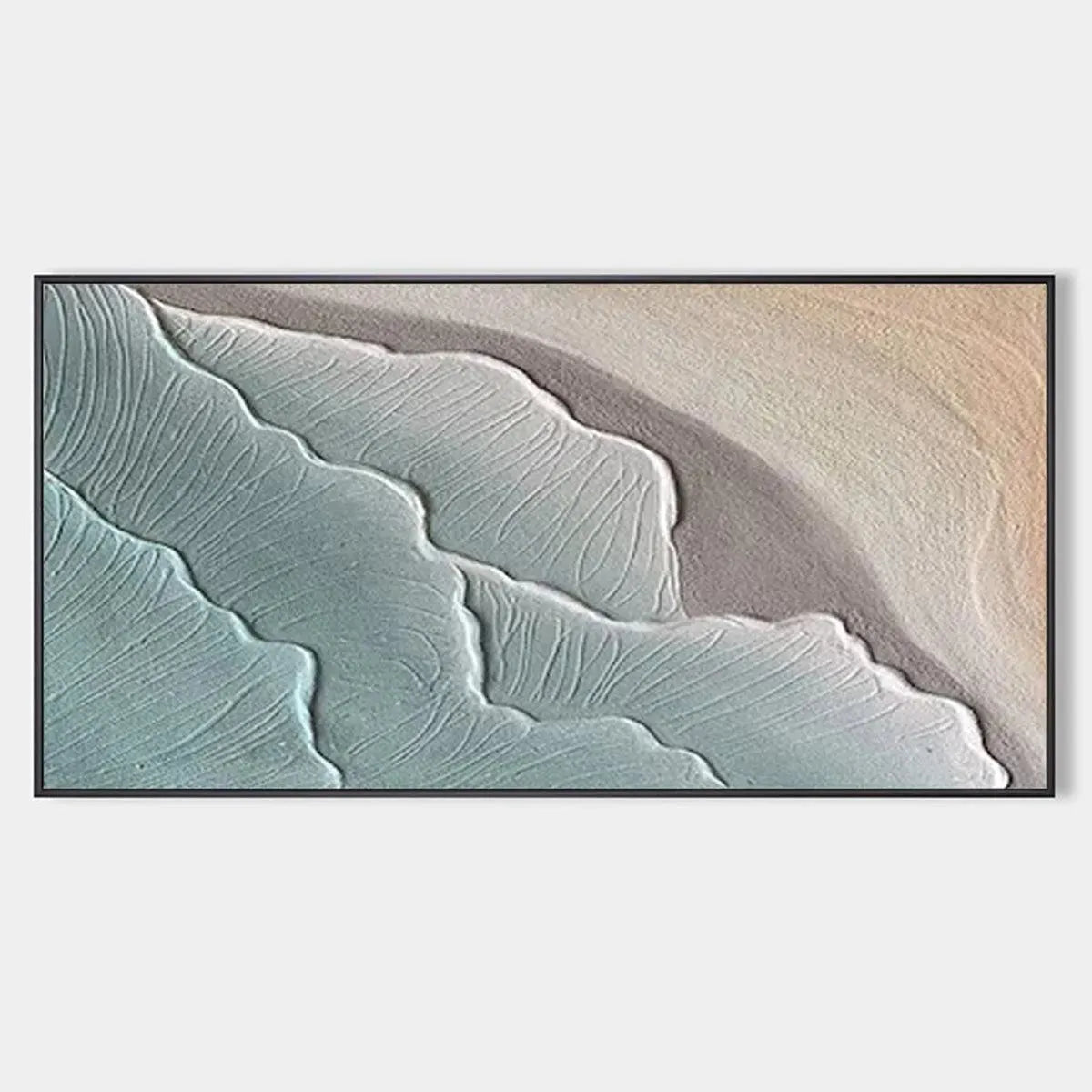Emerald Waves: Textured abstract seascape painting in teal by Liam O'Connell, evoking a serene ambiance in any space.