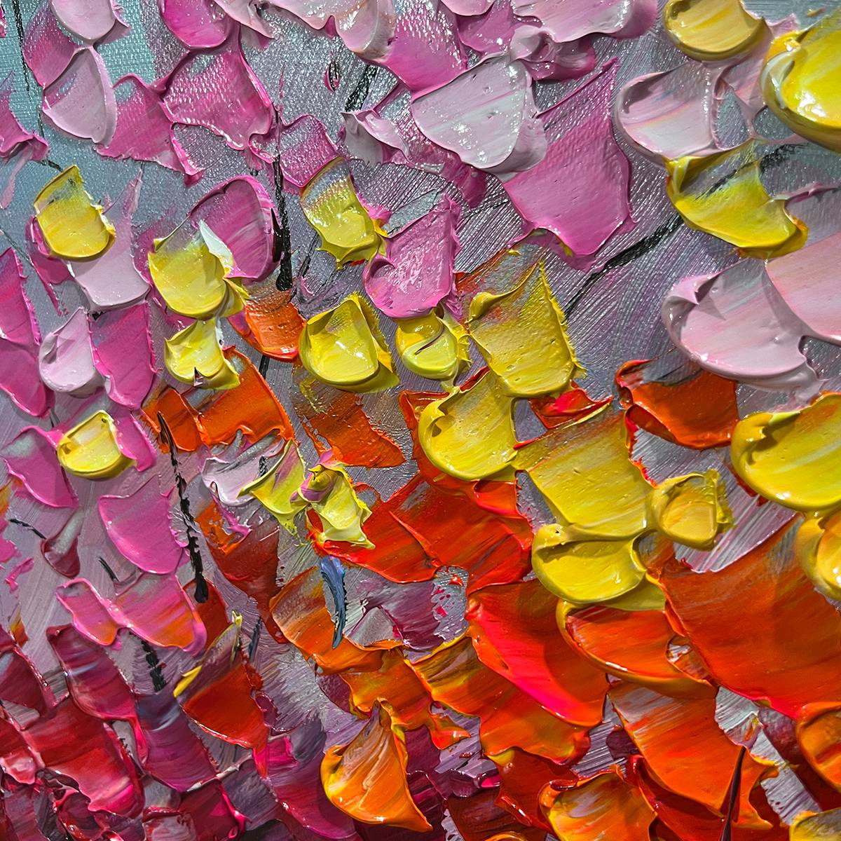 ENCHANTED FOREST: Textured Colorful Trees Oil Painting