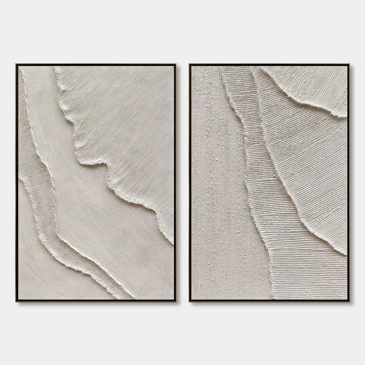 ETCHED IN STONE Textured Minimalist Abstract Diptych