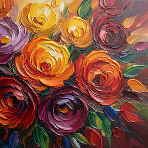 ETERNAL BLOOM: Colorful Textured Impasto Floral Oil Painting