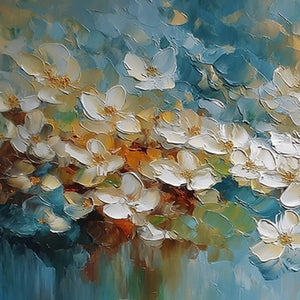 ETERNAL BLOOM: Textured Abstract White Floral Impasto Painting