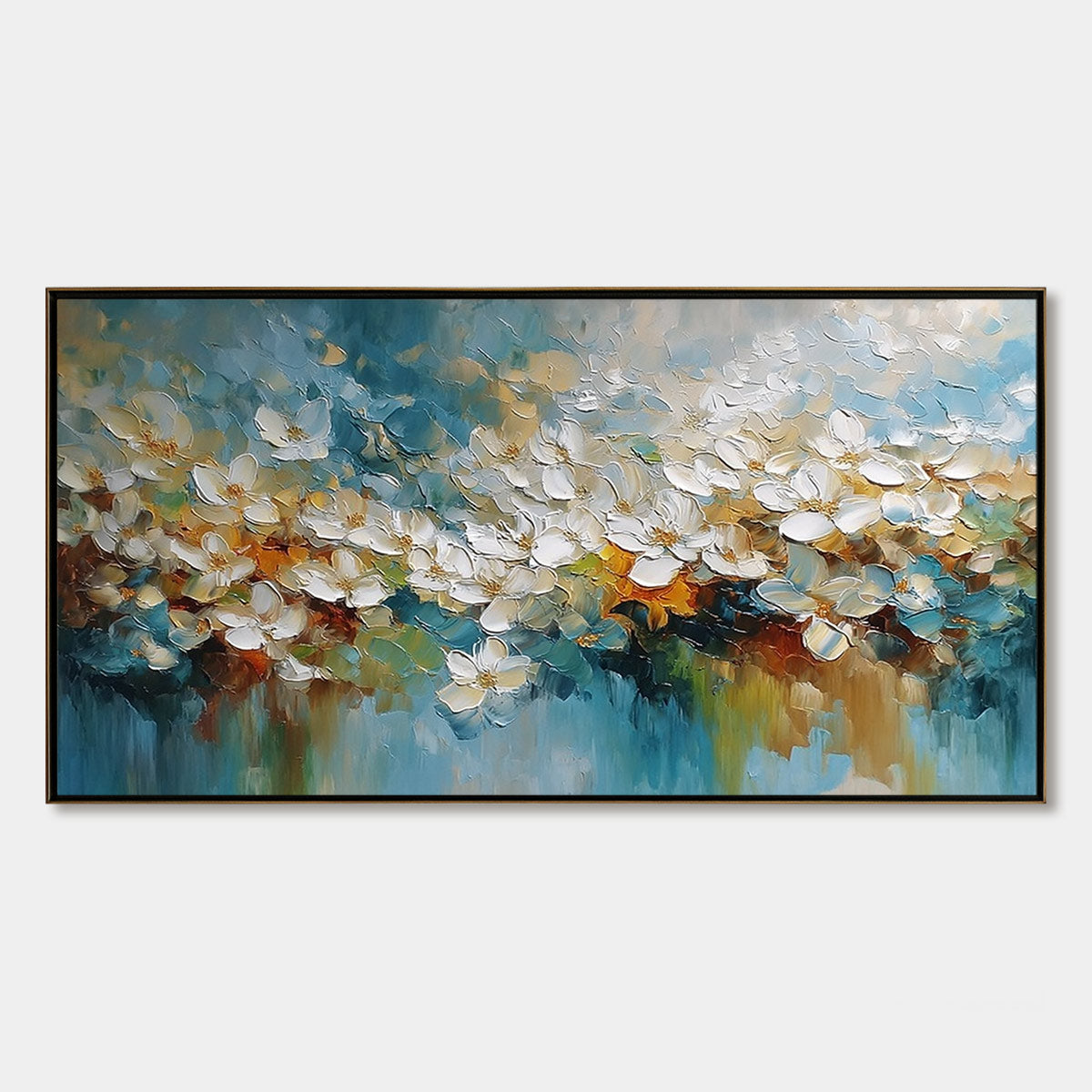 ETERNAL BLOOM: Textured Abstract White Floral Impasto Painting