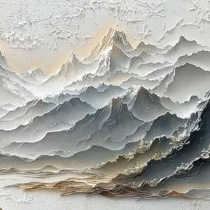 ETERNAL HORIZONS: Textured Wabi Sabi Mountain Landscape Painting