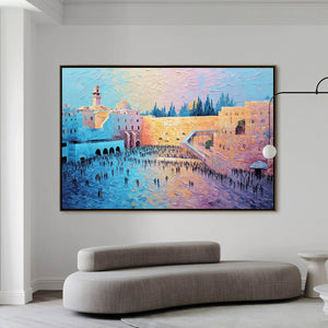 ETERNAL PRAYER: Textured Impasto Painting of Jerusalem's Western Wall