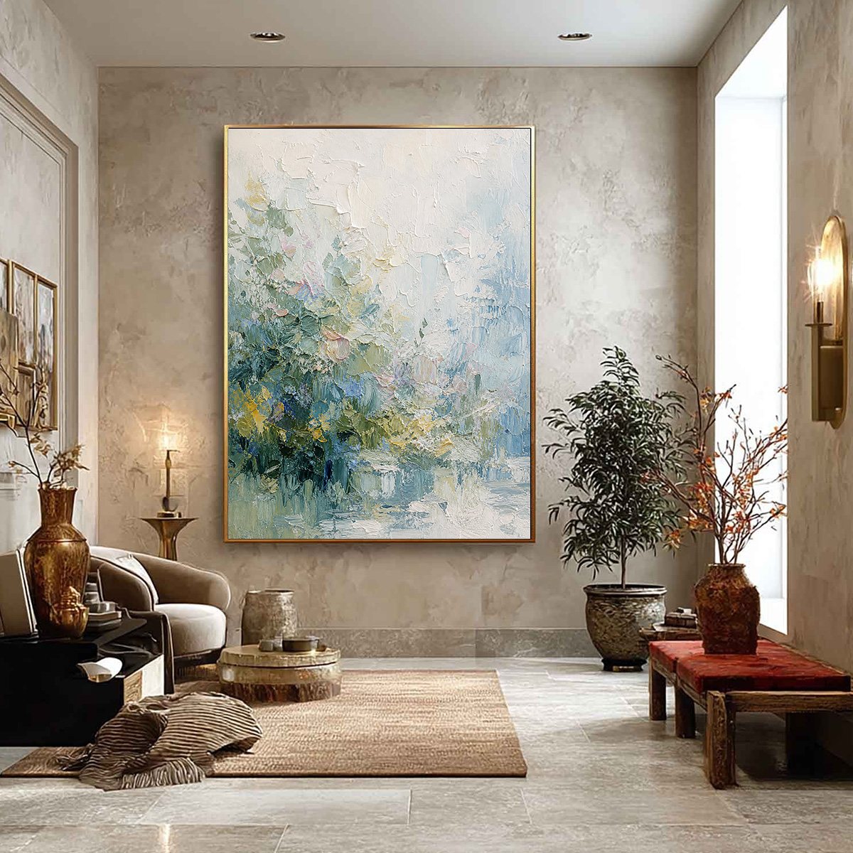 ETERNAL SPRING: Heavily Textured Abstract Floral Garden Painting