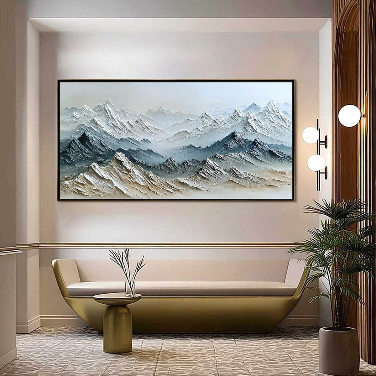 ETERNAL SUMMITS: Textured Wabi Sabi Mountain Landscape Painting