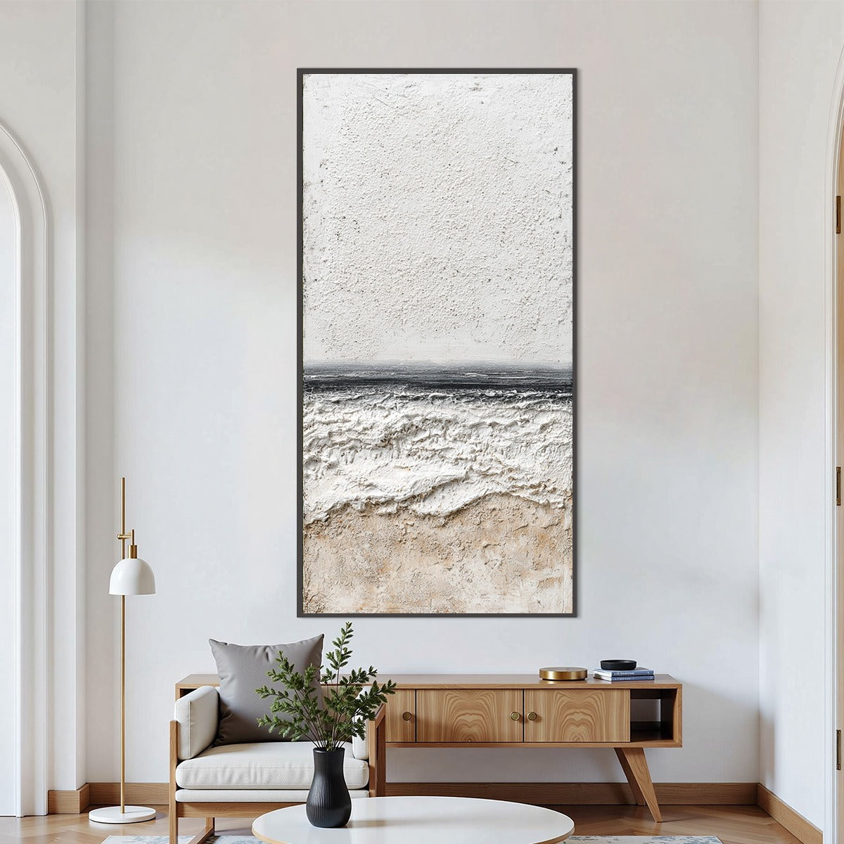 ETERNAL SHORE: Wabi Sabi Textured Minimalist Seascape Painting