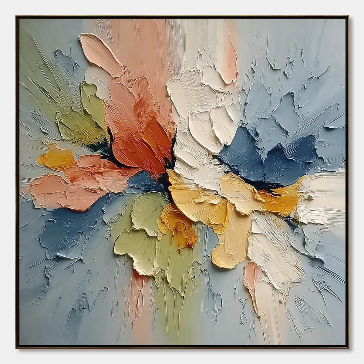 ETHEREAL BLOOM: Textured Impasto Abstract Floral Painting