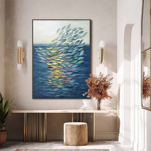ETHEREAL FLOW: Textured Abstract Seascape Oil Painting