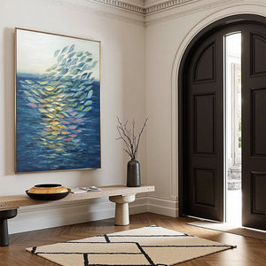 ETHEREAL FLOW: Textured Abstract Seascape Oil Painting