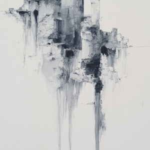 ETHEREAL CITADEL: Minimalist Monochrome Architectural Painting