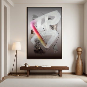 ETHEREAL DRIFT Abstract Textured Oil Painting on Grey