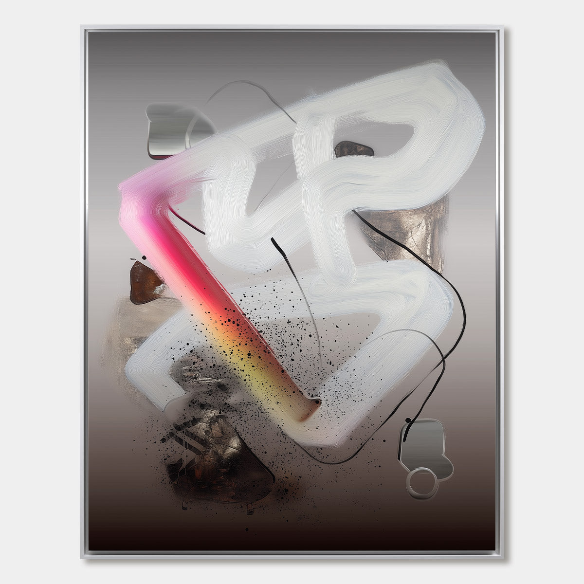 ETHEREAL DRIFT Abstract Textured Oil Painting on Grey