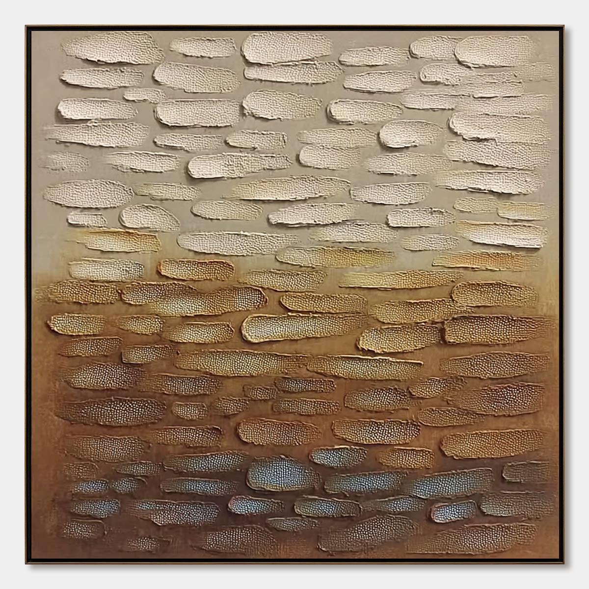 Earthen Strata: Textured Abstract Wabi Sabi Oil Painting on Canvas