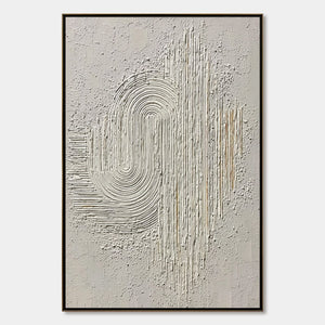 Echoes in Silence: Textured White Abstract Wabi Sabi Wall Art