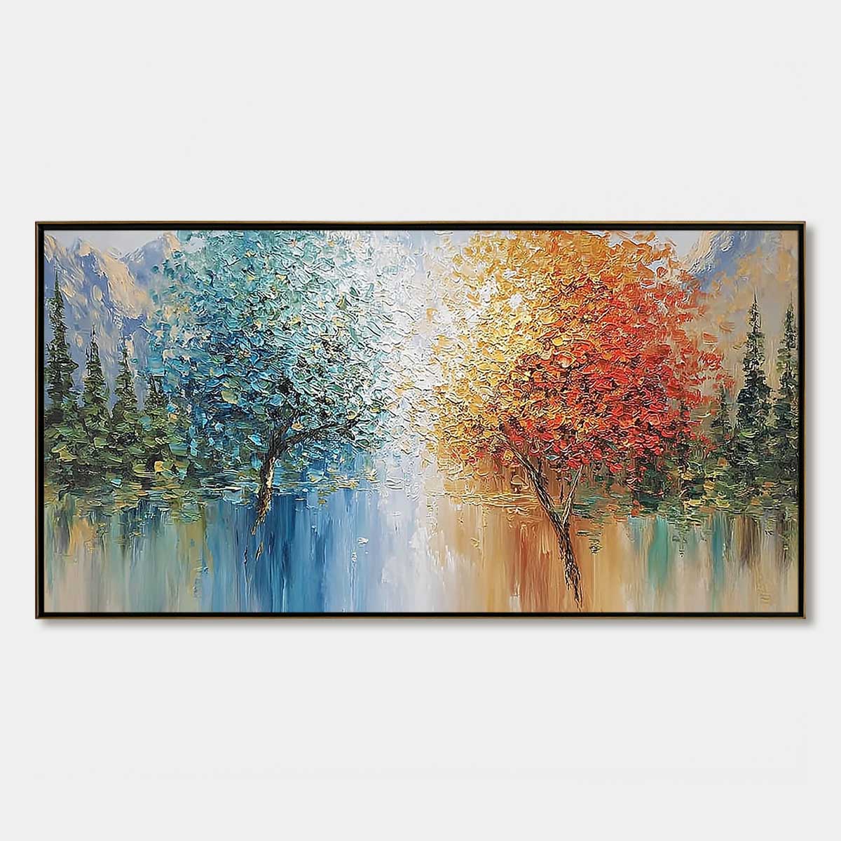 Equinox Textured Tree Landscape Oil Painting | Colorful Wall Art