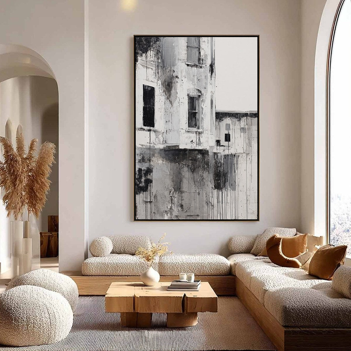 FADING FACADE: Monochromatic Abstract Architecture Painting