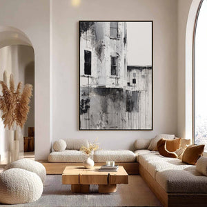 FADING FACADE: Monochromatic Abstract Architecture Painting