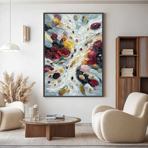 **FESTA DEI COLORI**: Vertical Colorful Impasto Abstract Textured Oil Painting