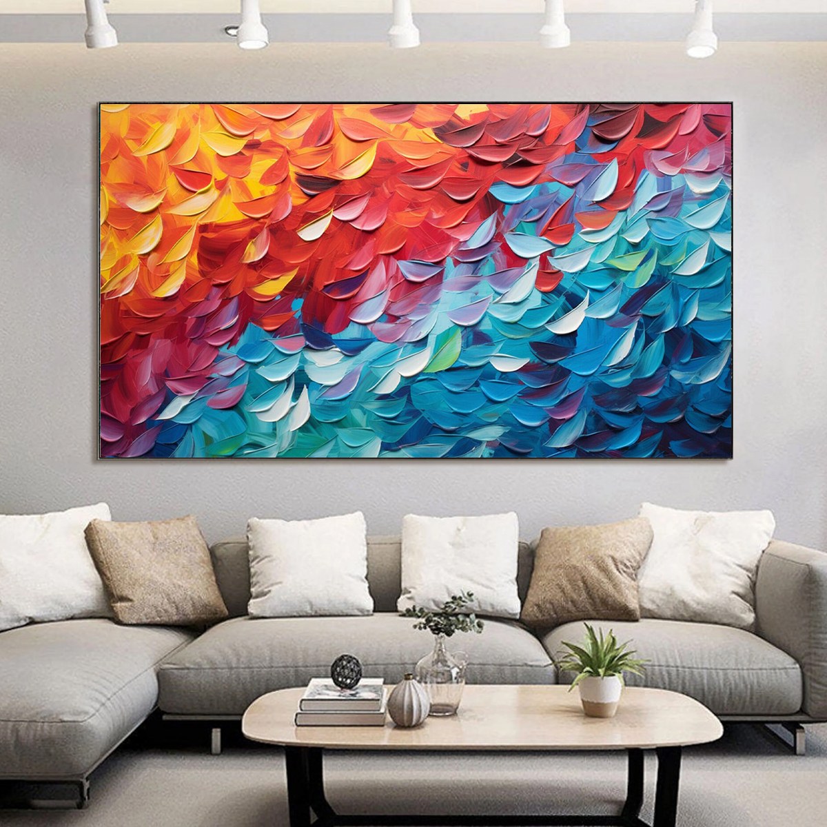 Fiery Dance: Original Textured Abstract Oil Painting - Colorful Wall Art