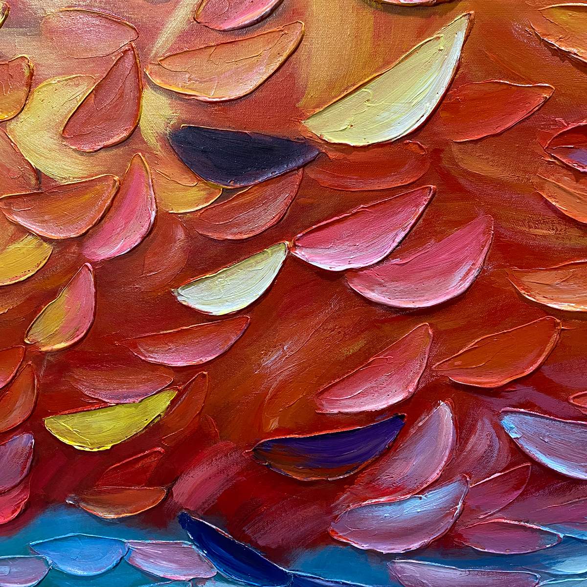 FIERY DANCE: Textured Abstract Oil Painting