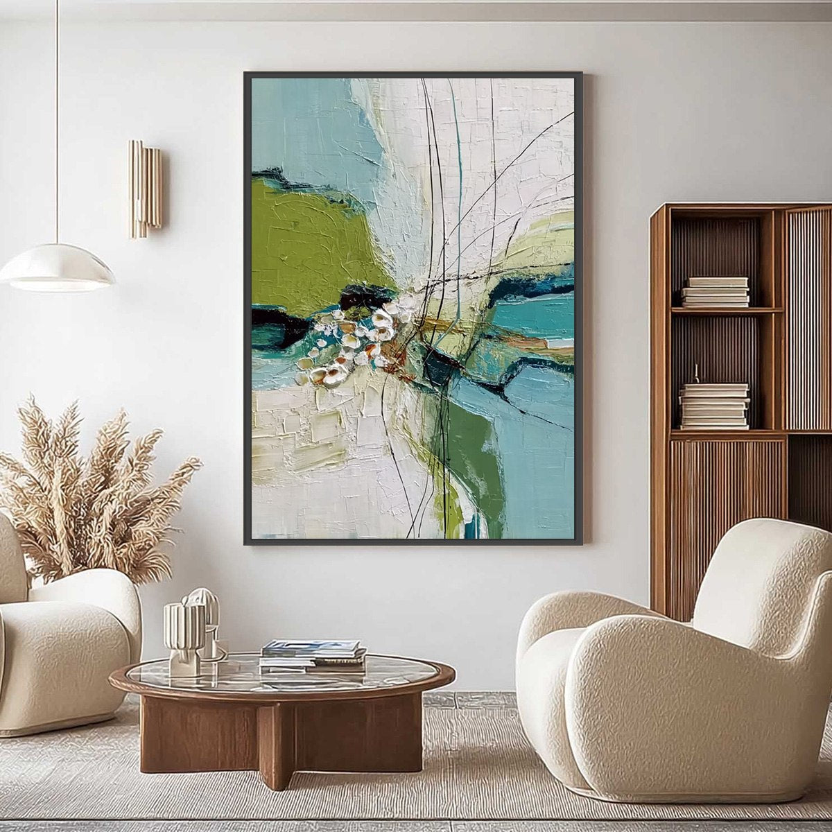 FIRST BLOOM: Textured Vertical Abstract Landscape Painting