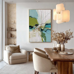 FIRST BLOOM: Textured Vertical Abstract Landscape Painting