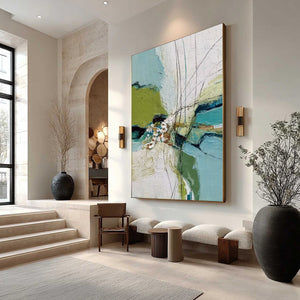 FIRST BLOOM: Textured Vertical Abstract Landscape Painting