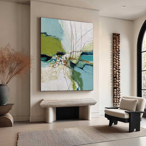 FIRST BLOOM: Textured Vertical Abstract Landscape Painting