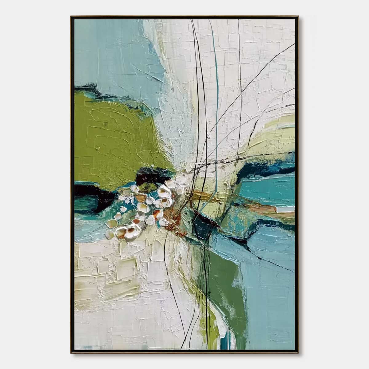 FIRST BLOOM: Textured Vertical Abstract Landscape Painting