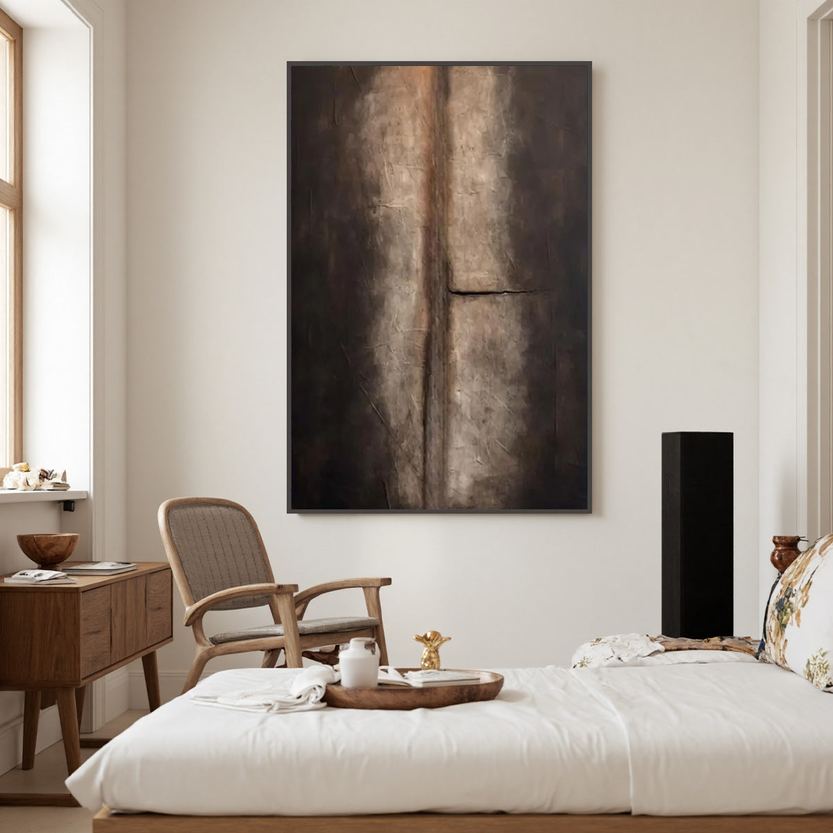 FISSURE: Large Textured Wabi Sabi Abstract Painting in Earth Tones