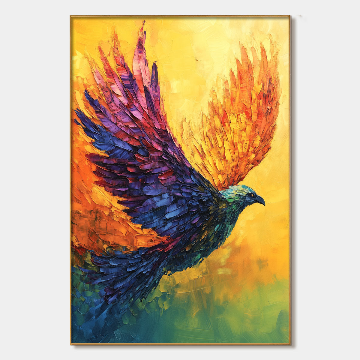 Flight of Fancy: Original Impasto Bird Oil Painting - Colorful Bird Wall Art