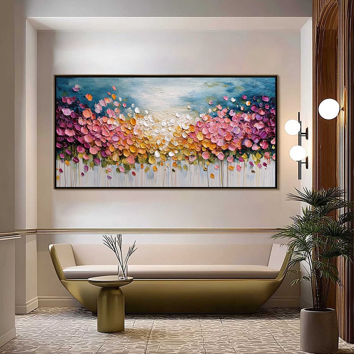 FLORAL CONFETTI: Vibrant Textured Palette Knife Floral Landscape Painting