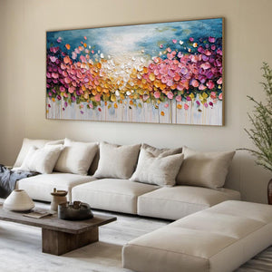 FLORAL CONFETTI: Vibrant Textured Palette Knife Floral Landscape Painting