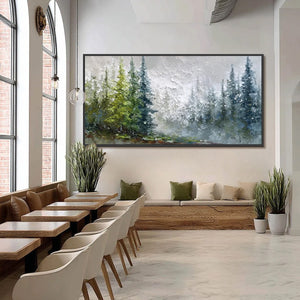 FOREST'S BREATH: Textured Horizontal Forest Landscape Painting