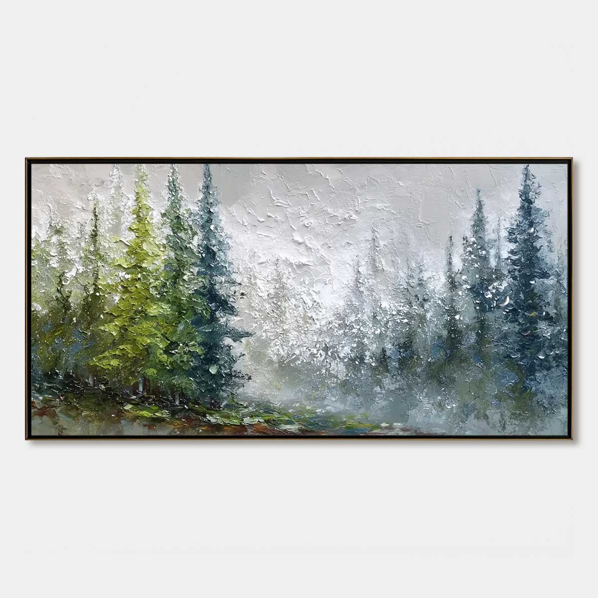 FOREST'S BREATH: Textured Horizontal Forest Landscape Painting