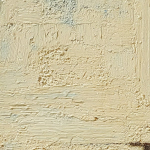 FOUNDATION: Textured Wabi-Sabi abstract oil painting detail, beige.