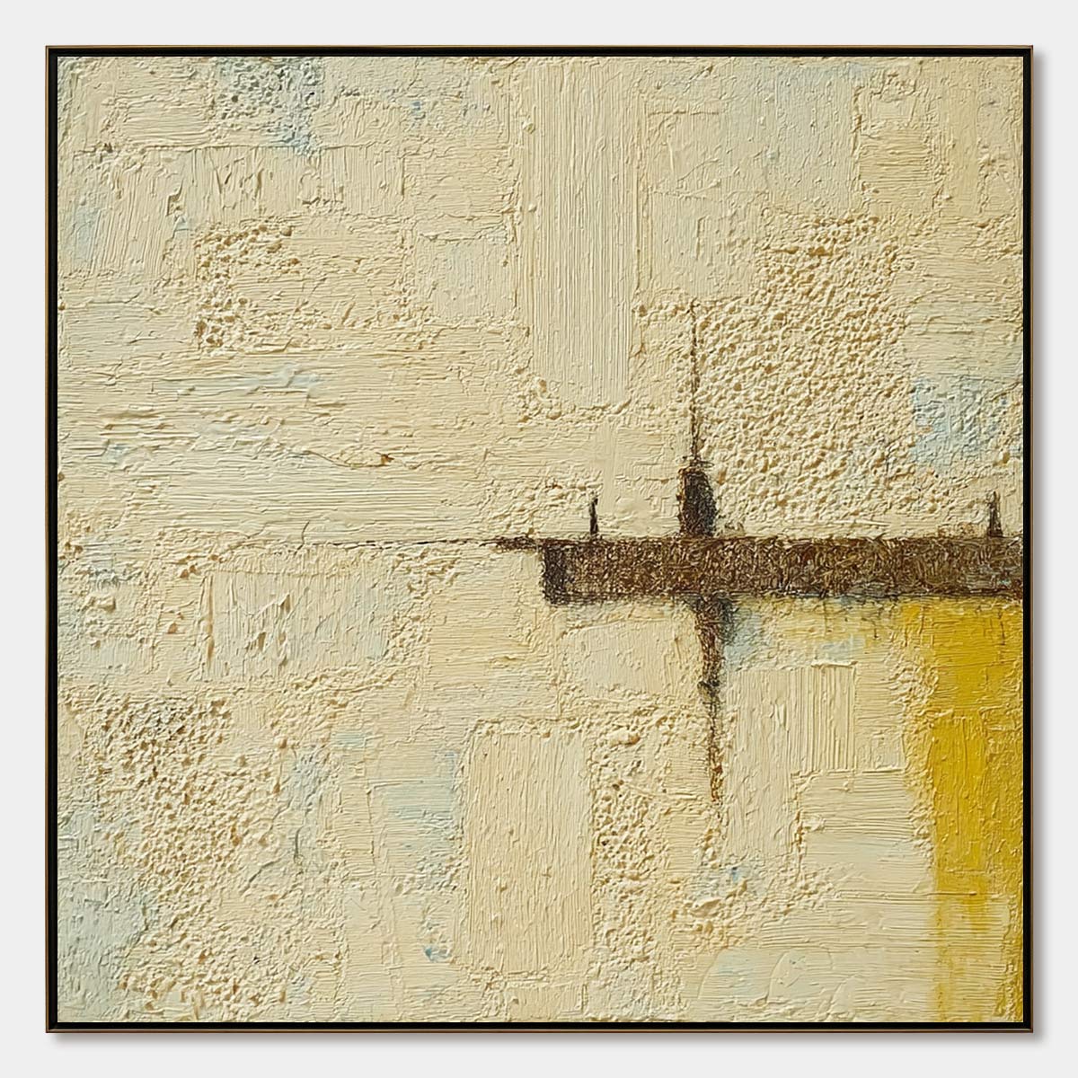FOUNDATION Wabi-Sabi textured abstract oil painting, handmade modern wall art.