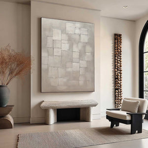 FOUNDATIONS original handmade abstract painting, modern wall art, beige grey.