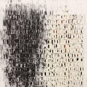 FRAGMENT: Textured Minimalist Black and White Architectural Painting